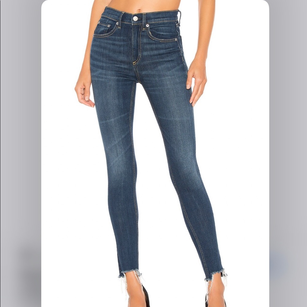 Rag & Bone Lennox high rise ankle skinny distressed hem size 27